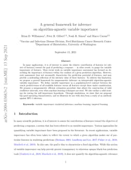 A general framework for inference on algorithm-agnostic variable
  importance
