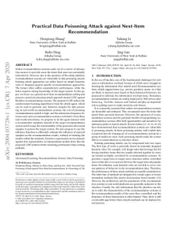 Practical Data Poisoning Attack against Next-Item Recommendation