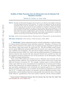 Stability of Gibbs Posteriors from the Wasserstein Loss for Bayesian
  Full Waveform Inversion