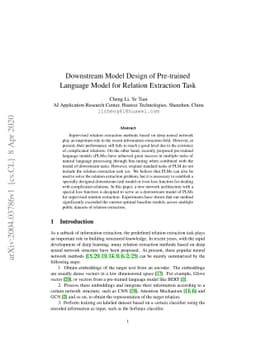 Downstream Model Design of Pre-trained Language Model for Relation
  Extraction Task