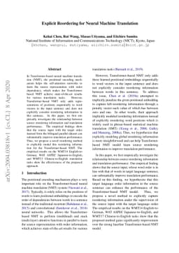 Explicit Reordering for Neural Machine Translation