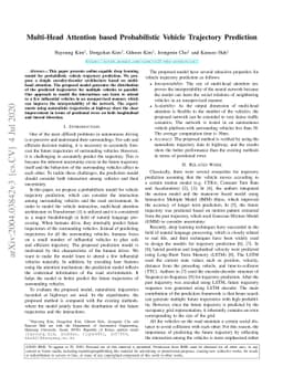 Multi-Head Attention based Probabilistic Vehicle Trajectory Prediction