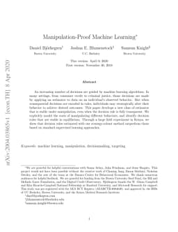 Manipulation-Proof Machine Learning