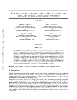 Word frequency and sentiment analysis of twitter messages during
  Coronavirus pandemic