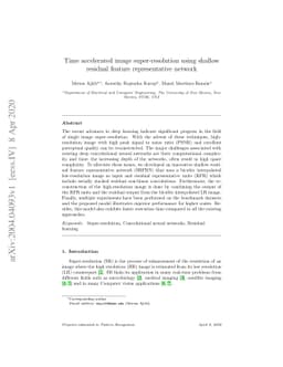 Time accelerated image super-resolution using shallow residual feature
  representative network