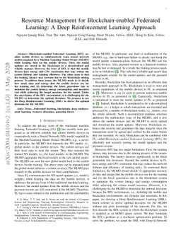 Resource Management for Blockchain-enabled Federated Learning: A Deep
  Reinforcement Learning Approach