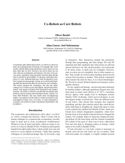 Co-Robots as Care Robots
