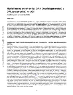Model-based actor-critic: GAN (model generator) + DRL (actor-critic) =>
  AGI