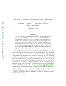 Bayesian Computation with Intractable Likelihoods