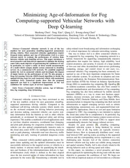 Minimizing Age-of-Information for Fog Computing-supported Vehicular
  Networks with Deep Q-learning