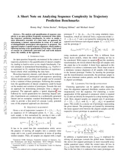 A Short Note on Analyzing Sequence Complexity in Trajectory Prediction
  Benchmarks