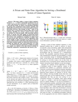 A Private and Finite-Time Algorithm for Solving a Distributed System of
  Linear Equations