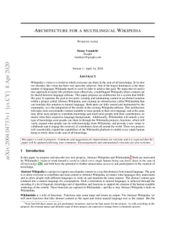 Architecture for a multilingual Wikipedia