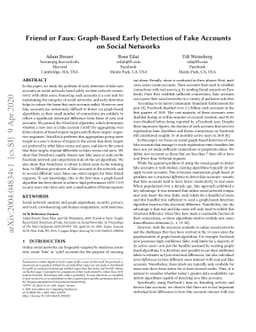 Friend or Faux: Graph-Based Early Detection of Fake Accounts on Social
  Networks