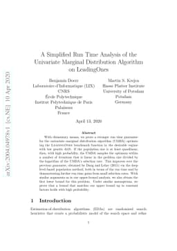 A Simplified Run Time Analysis of the Univariate Marginal Distribution
  Algorithm on LeadingOnes
