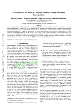 A New Dataset for Natural Language Inference from Code-mixed
  Conversations