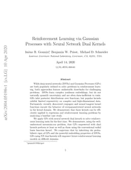 Reinforcement Learning via Gaussian Processes with Neural Network Dual
  Kernels