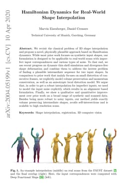 Hamiltonian Dynamics for Real-World Shape Interpolation