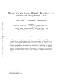 Machine-Learning Dessins dÉnfants: Explorations via Modular and
  Seiberg-Witten Curves