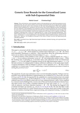 Generic Error Bounds for the Generalized Lasso with Sub-Exponential Data