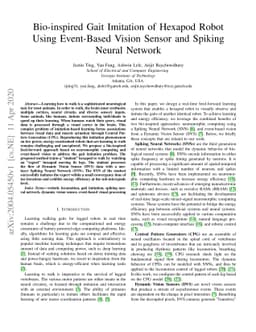 Bio-inspired Gait Imitation of Hexapod Robot Using Event-Based Vision
  Sensor and Spiking Neural Network