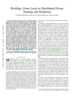 PrivEdge: From Local to Distributed Private Training and Prediction