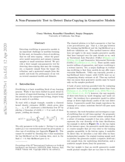 A Non-Parametric Test to Detect Data-Copying in Generative Models