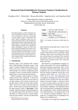Integrated Eojeol Embedding for Erroneous Sentence Classification in
  Korean Chatbots