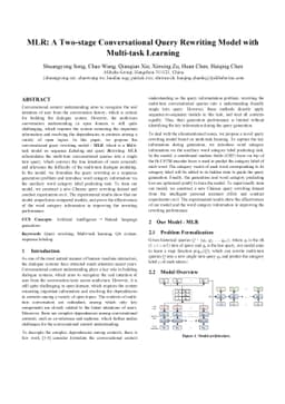 MLR: A Two-stage Conversational Query Rewriting Model with Multi-task
  Learning