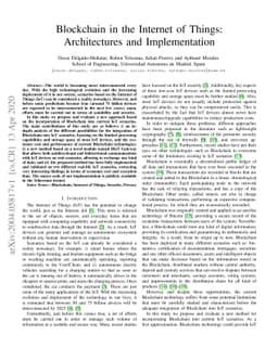 Blockchain in the Internet of Things: Architectures and Implementation