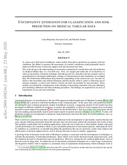 Uncertainty estimation for classification and risk prediction on medical
  tabular data