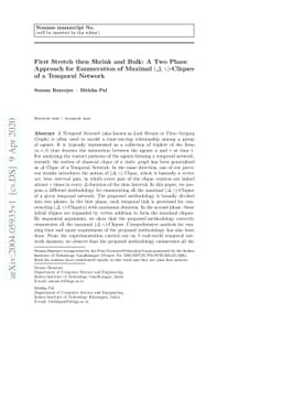 First Stretch then Shrink and Bulk: A Two Phase Approach for Enumeration
  of Maximal $(Δ, γ)$\mbox{-}Cliques of a Temporal Network