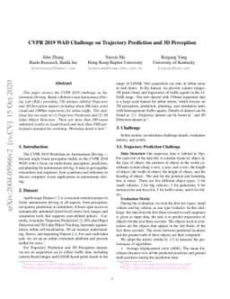 CVPR 2019 WAD Challenge on Trajectory Prediction and 3D Perception