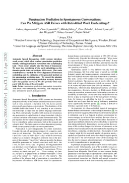 Punctuation Prediction in Spontaneous Conversations: Can We Mitigate ASR
  Errors with Retrofitted Word Embeddings?