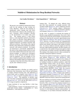 Multilevel Minimization for Deep Residual Networks