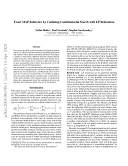 Exact MAP-Inference by Confining Combinatorial Search with LP Relaxation