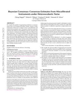 Bayesian Consensus: Consensus Estimates from Miscalibrated Instruments
  under Heteroscedastic Noise