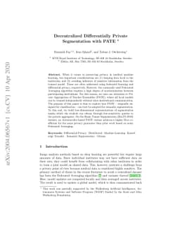 Decentralized Differentially Private Segmentation with PATE