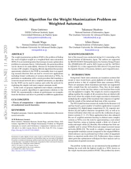 Genetic Algorithm for the Weight Maximization Problem on Weighted
  Automata