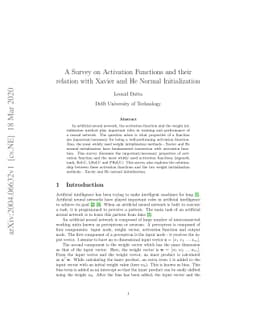 A Survey on Activation Functions and their relation with Xavier and He
  Normal Initialization