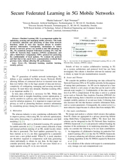 Secure Federated Learning in 5G Mobile Networks