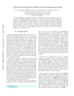 A hybrid classical-quantum workflow for natural language processing