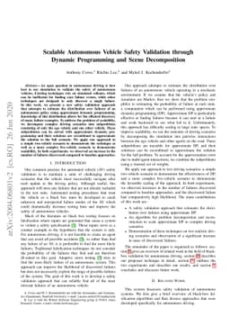 Scalable Autonomous Vehicle Safety Validation through Dynamic
  Programming and Scene Decomposition