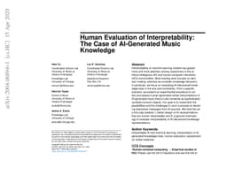Human Evaluation of Interpretability: The Case of AI-Generated Music
  Knowledge