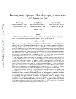 Learning sums of powers of low-degree polynomials in the non-degenerate
  case