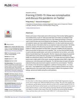 Framing COVID-19: How we conceptualize and discuss the pandemic on
  Twitter