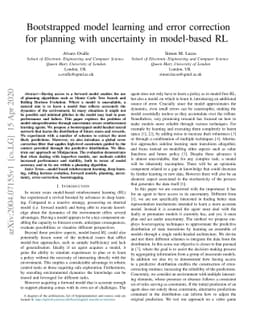 Bootstrapped model learning and error correction for planning with
  uncertainty in model-based RL