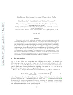 On Linear Optimization over Wasserstein Balls