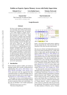 Entities as Experts: Sparse Memory Access with Entity Supervision