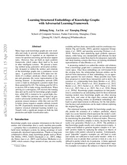 Learning Structured Embeddings of Knowledge Graphs with Adversarial
  Learning Framework